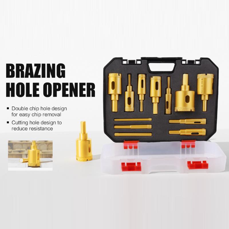 6-35mm Hole Saws Diamond Drill Bits Set Triangle Shank for Glass/Tile/Granite Brazed Diamond Coated Ceramic Drill Kit Marble Cut