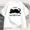 Kawaii Funny Black Cat T-Shirt Lazy Cat Tshirt Funny Cute Cat Tshirt Women Japanese Style Graphic Tees Women Clothing