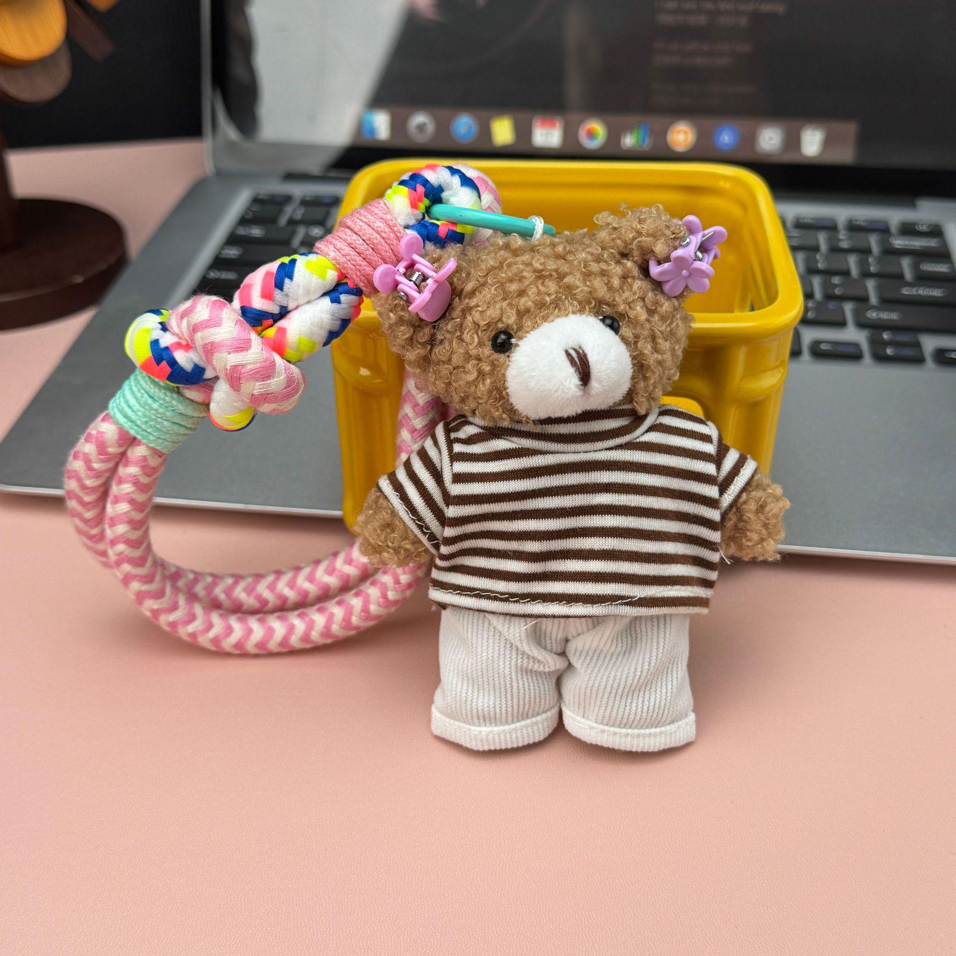 Брелок «Плюшевый мишка и кукла-щенок» – Милый плюшевый кулон для сумок DIY Clothes Pack