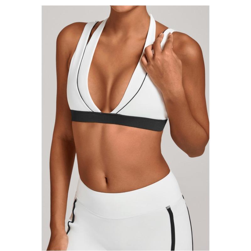 Women S Color Block Halter Yoga Bra Tight Sports Underwear For Fitness Running