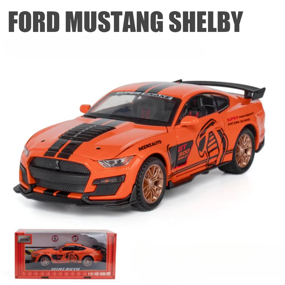 1:32 Ford Mustang Shelby GT500 Alloy Sports Car Simulation Model Diecast Metal Car Model Sound and Light Collection Toys Boys