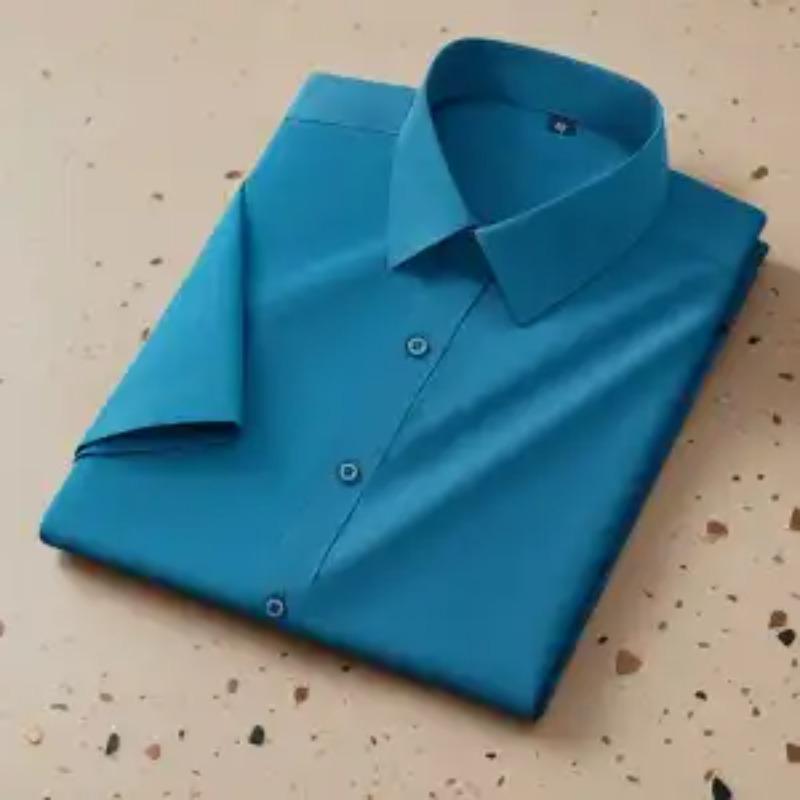 Letní pánská košile s krátkým rukávem Business Pracovní oděv Formální Elastická Nežehlivá Mačkavá Černá Bílá Košile