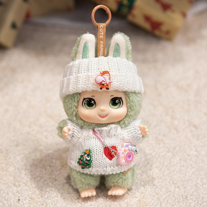 17cm Christmas Exquisite Lovely Doll Vinyl Face Plush Toy Curly Haired doll Wearing Clothes Birthday Christmas Gift for Kid Girl