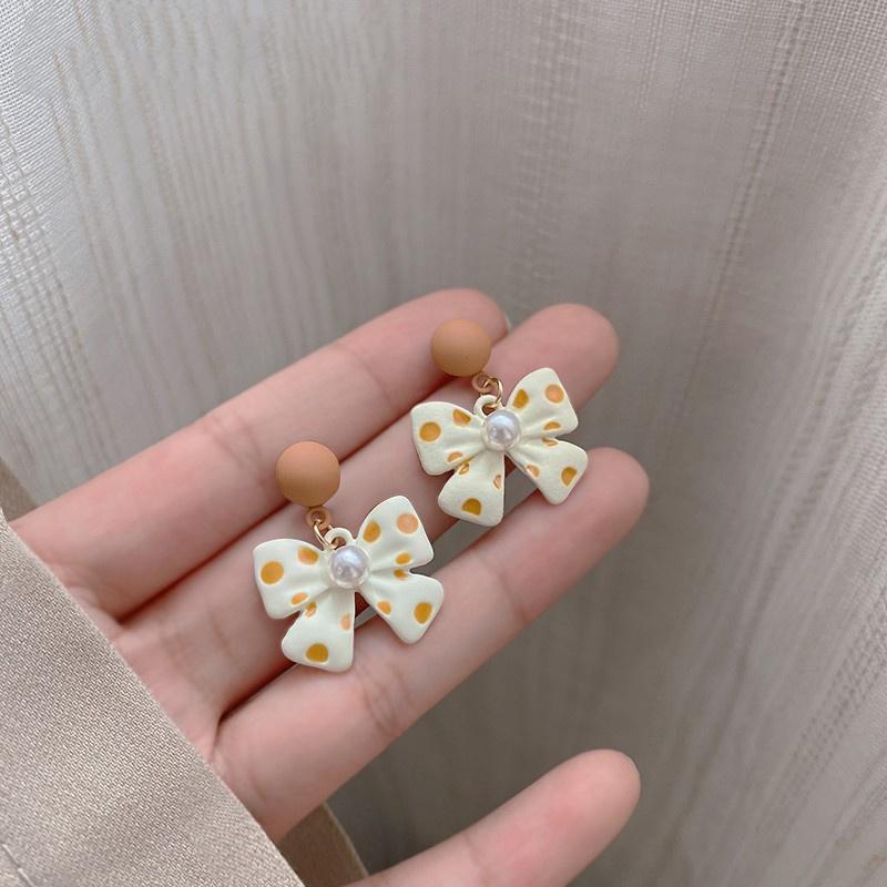 New Fashion Charming Dangle Earrings for Women Elegant Bow-knot Pendants Girls Pearl Drop Earrings Wholesale Fashion Zircon