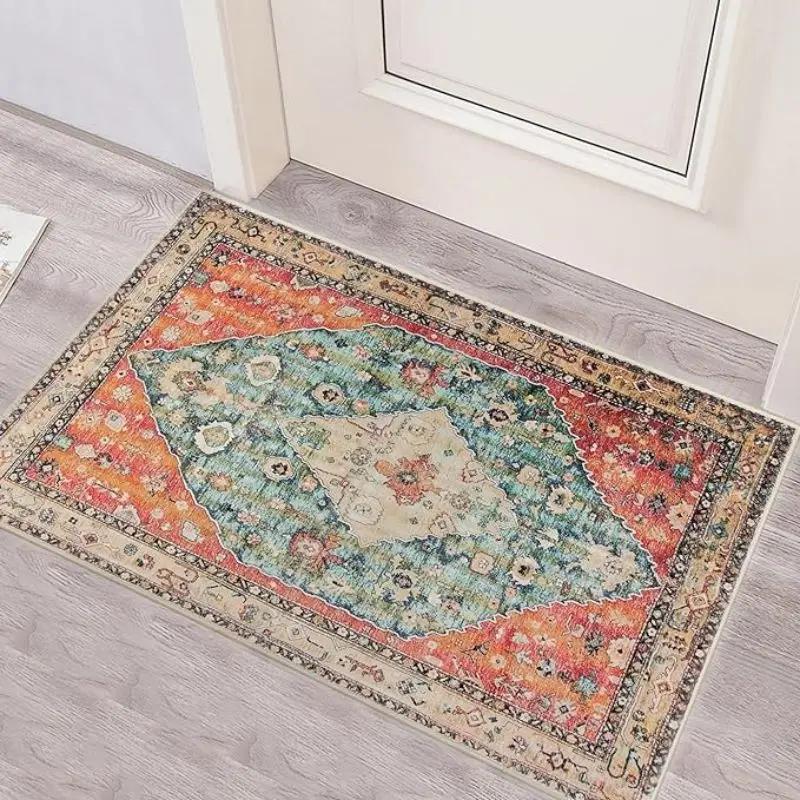 Leaves Printed Door Mat Ethnic Style Non-slip Kitchen Rug Laundry Room Entrance Floor Carpet Home Outdoor Decor Entryway Doormat