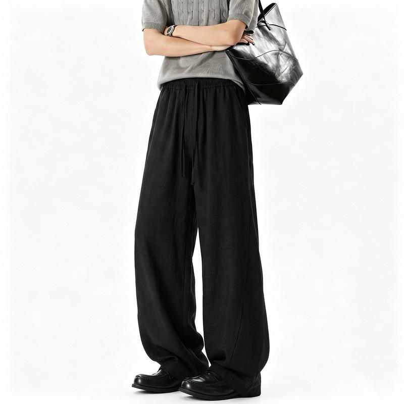 Mens Loose Wide Leg Casual Pants Summer Chinese Style
