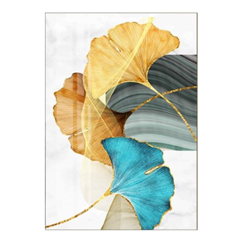 Albastru Verde Galben Auriu Frunză de Plantă Abstract Poster Nordic Imprimeu pe Pânză Artă de Perete Pictură Imagine Modernă Decor pentru Camera de Zi FĂRĂ Ramă
