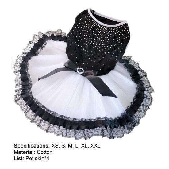 Pet Clothes - Comfortable Cotton Pet Dog Cat Puppy Spot Bow-knot Princess Yarn Dress
