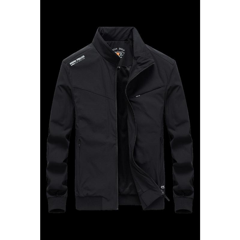 Spring New Men's Thin Outdoor Solid Color Stand-up Collar Jacket, Youth Large Size Casual Coat