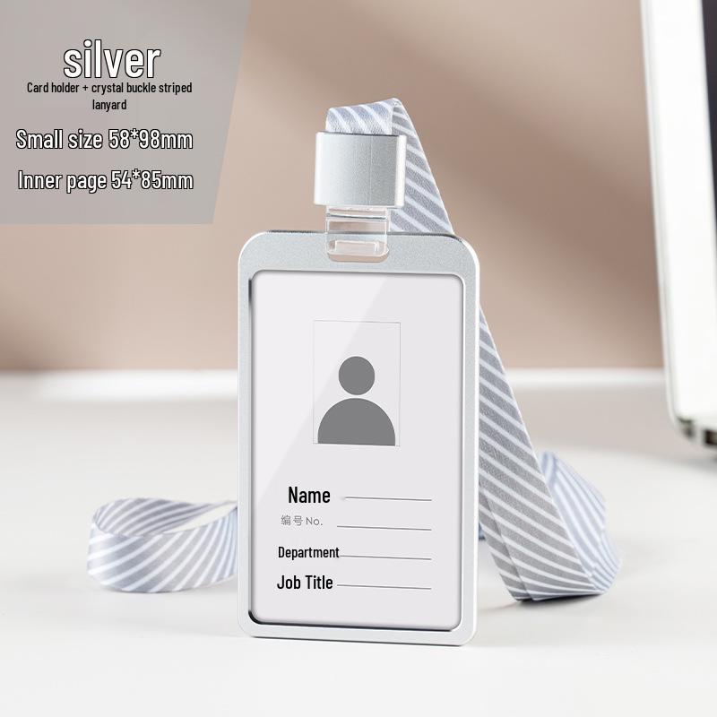 Aluminum Alloy ID Card Holder with Crystal Buckle Lanyard for Employees and Students