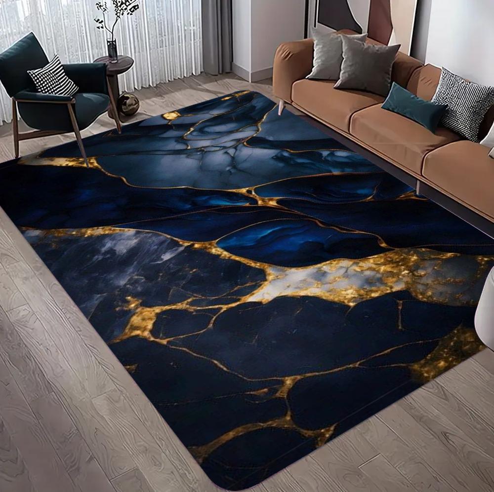 Luxury Black Marble Carpet Living Room Decoration Home Bedroom Sofa Soft Fluffy Rugs Office Coffee Tables Foldable Floor Mats