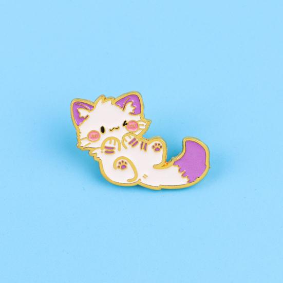 Cute Purple Cat Lapel Pin Cartoon Animal Brooch for Bags Jackets Hats Zinc Alloy Rust-Proof Unique Gift for Kids Teens Cat Lovers