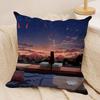 Anime Scenery Design Cushion Cover Silky Short Plush Invisible Zipper Dustproof Sofa Pillow Case for Home Decor