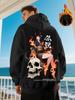 Men's Casual Sporty Japanese Anime Manga Succubus Pattern Print Warm Hooded Sweatshirt