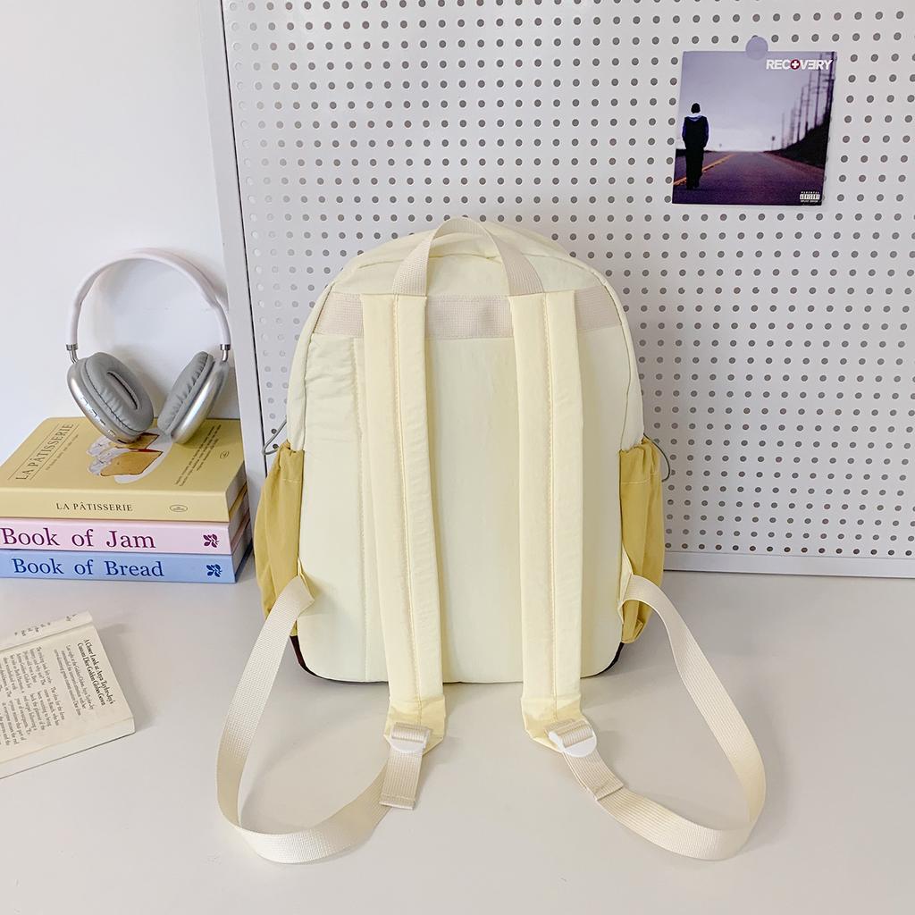 Schoolbag new high-value Mori ins fresh and sweet contrasting color splicing backpack junior high school students lightweight travel backpack