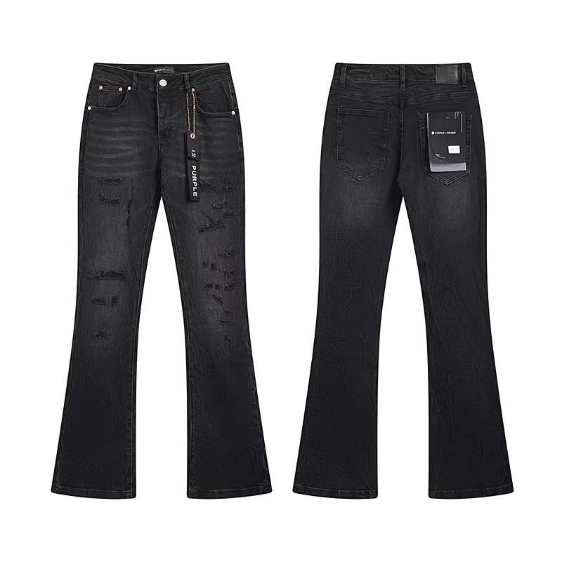 Mens Straight Fit Distressed Patchwork Denim Jeans Vintage Streetwear Style High Waist Ripped Cotton