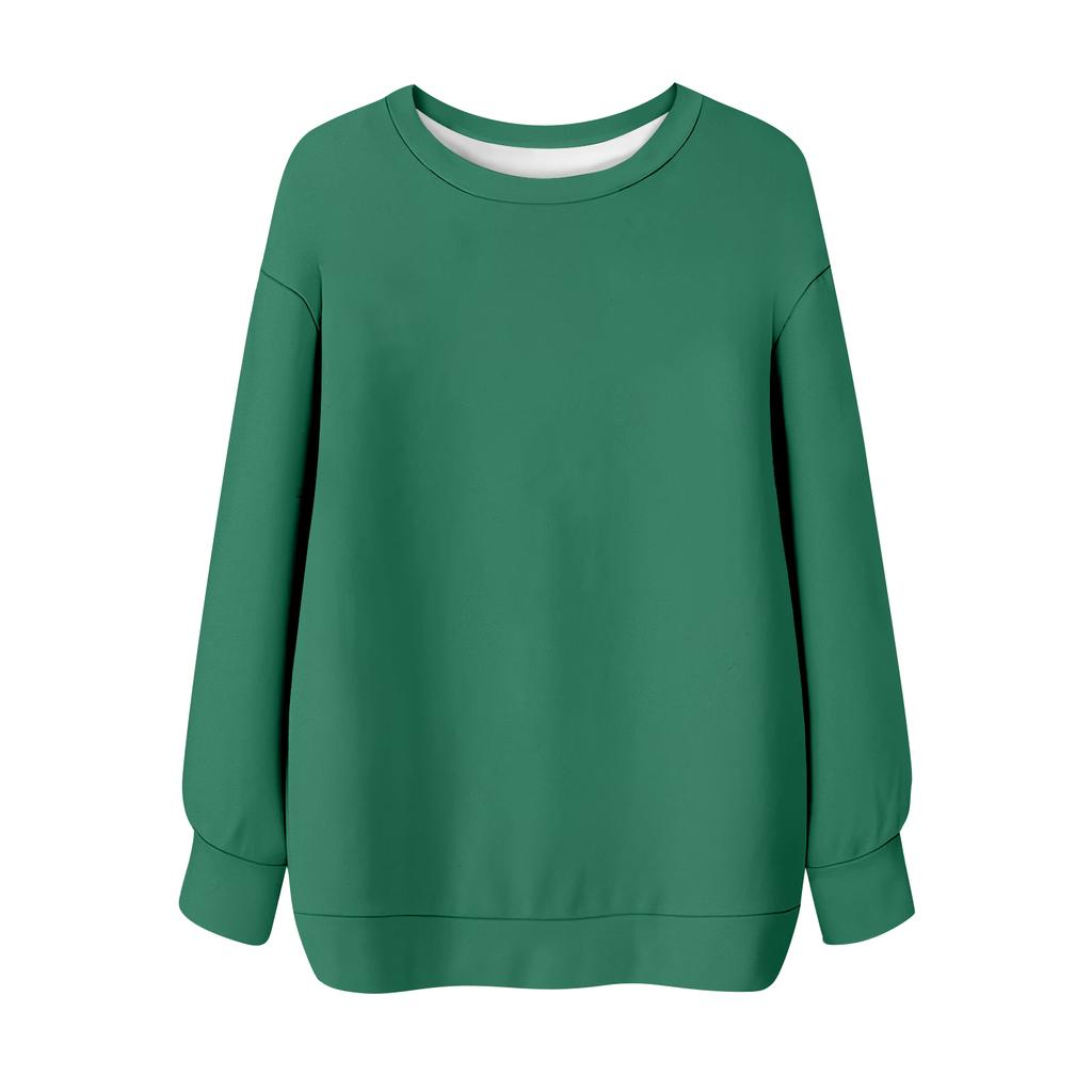 Women's Solid Color Round Neck Long Sleeved T-shirt Sweatshirt Top