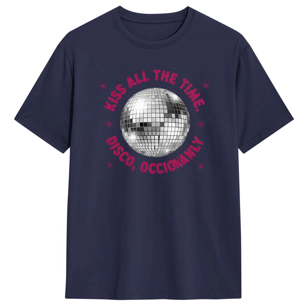 Unisex TShirt Harrys Styles Kiss All The Time Disco Occasionally Leisure Cotton Tees Short Sleeve T Shirts Round Collar Clothing