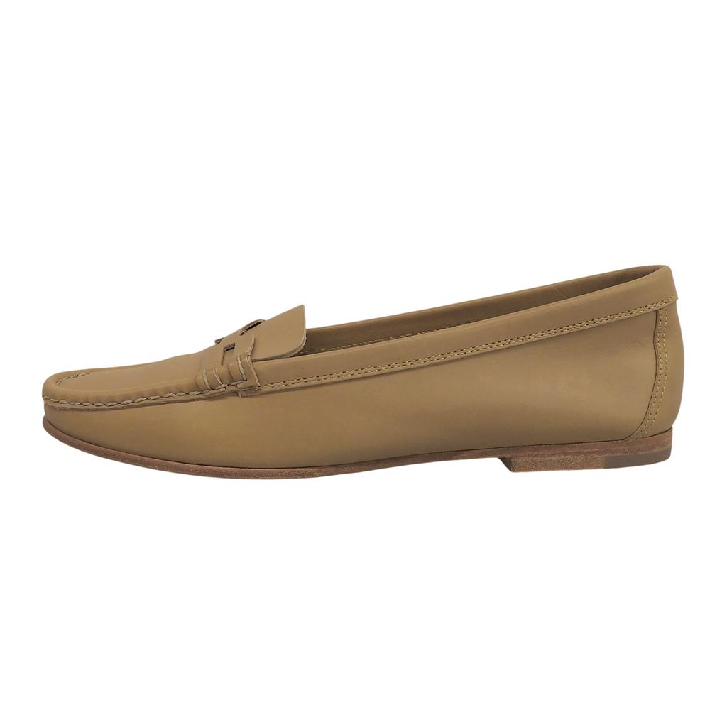 Excellent HERMES Loafers Beige Leather Women 35.5 Used