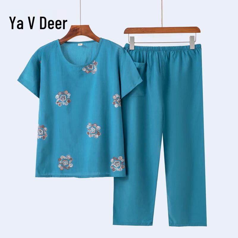 Yalu Women s Loose Summer Short-Sleeve Pajama Set 2XL