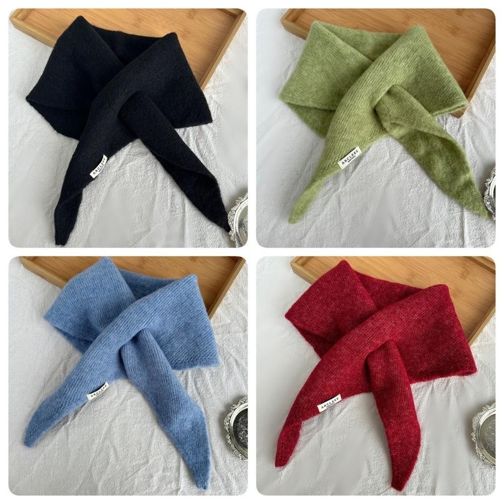 New Windproof Neck Warmer Coldproof Triangular Knitted Scarf Knitted Warm Neckerchief Gift