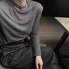Women's Round Neck Wool Knit Top - Korean Style Loose Fit, Slimming Base Shirt, Simple Straight Shoulder