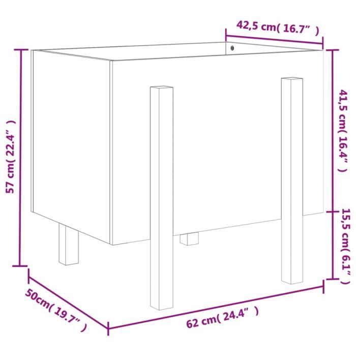VidaXL Planter Black 62x50x57 Cm Solid Pine Wood 825209