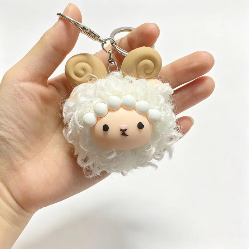 Soft Fluffy Curly Sheep Plush Keychain Mini Stuffed Lamb Pendant Durable Bag Accessory for Travel Luggage Decor Small Gifts