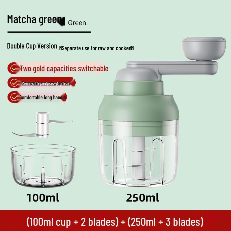 Manual Pull-Crank Garlic Press & Mincer: Compact Handheld Grinder & Chopper