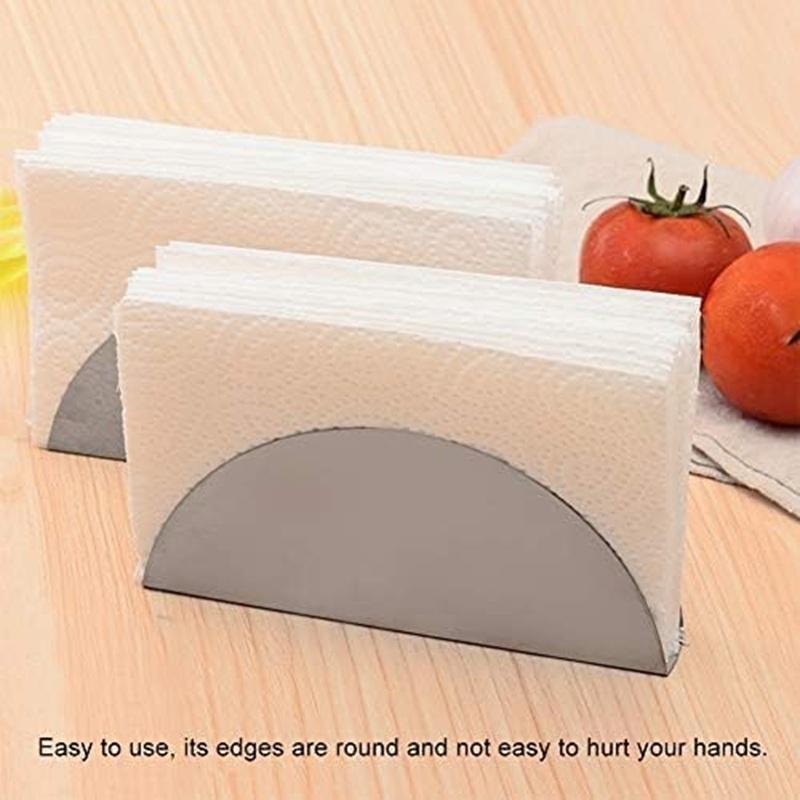 TreegoArt Stainless Steel Half Moon Shape Tissue Paper Holder Useful for Office Kitchen Dining Table Travel - Pack of 1