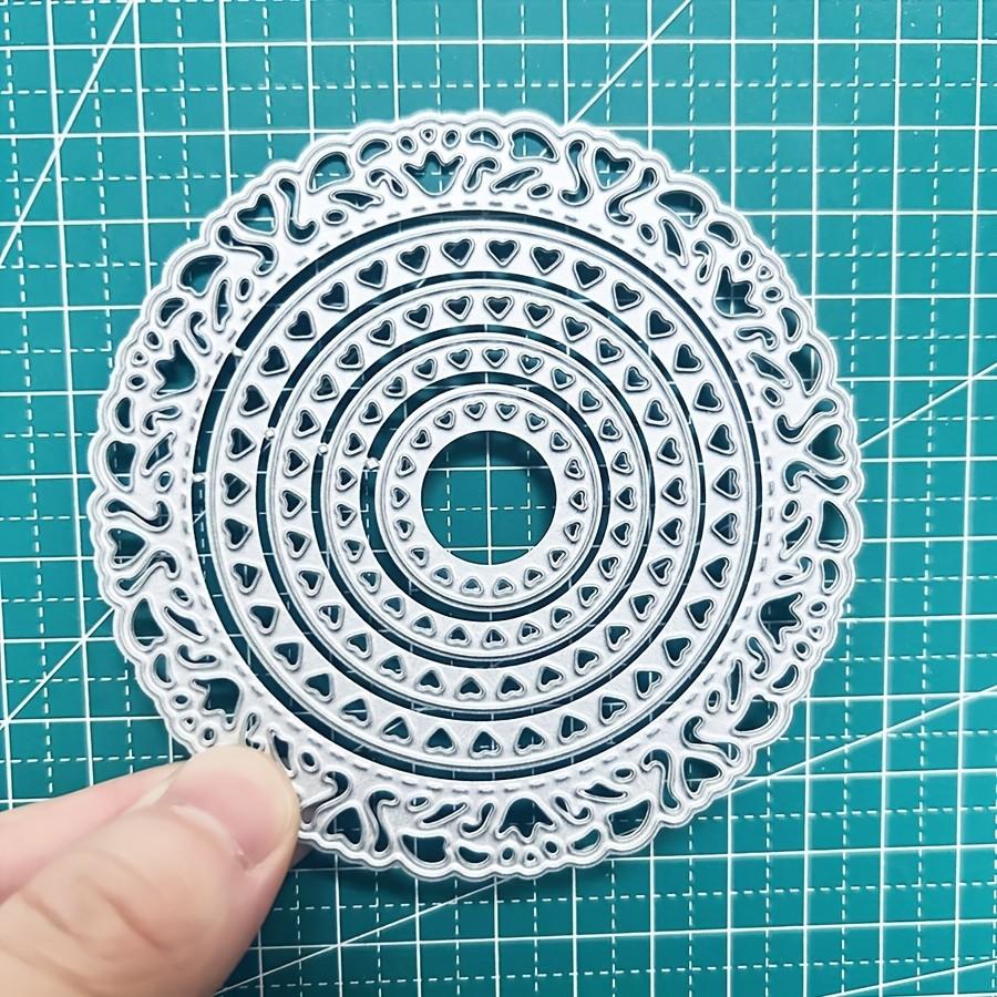 5 Stück/Set Runder Herzförmiger Rahmen Hintergrund Metall Stanzschablonen Schablone für DIY Scrapbooking Fotoalbum Prägepapier Karten Handwerk Stanzteile