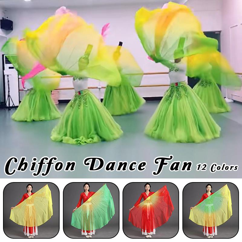 1 pièce Ventilateur de Danse pour Cartilage Chiffon Dégradé Accessoire de Scène Ventilateur à Main Accessoire Spécial pour la Danse Ventilateurs pour la Danse Carrée Yangko