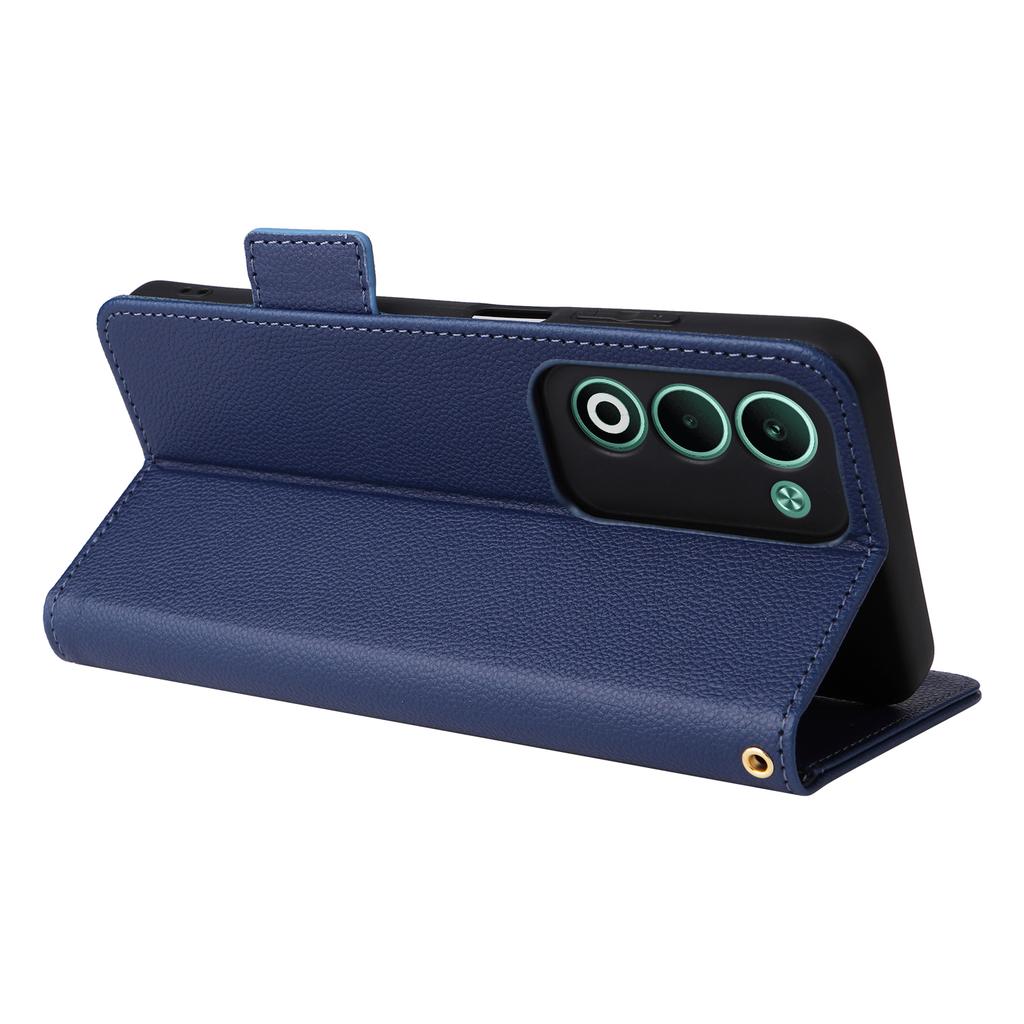 For Oppo A5 5G/4G/A5m Etui med Håndleddsstropp Litchi Tekstur PU Lær Lommebok Telefondeksel