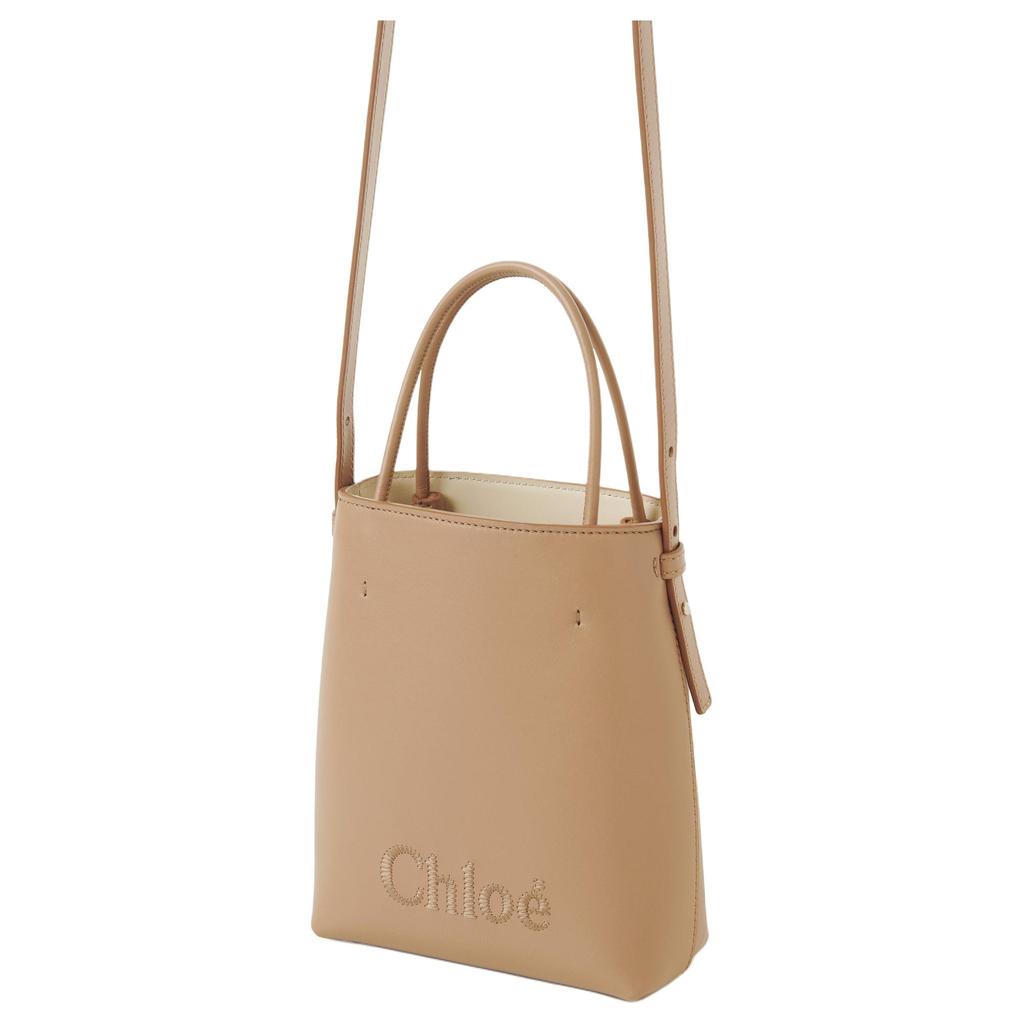 Chloe Sense Logo Tasche mit integrierter Tasche Leder Schultertasche Umhängetasche Damen Handtasche Kamel CHC23UP873I1026X