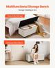 Storage Ottoman Bench, Button-Tufted End of Bed Bench with Side Bags, Flip-up Upholstered Storage Chest with Metal Frame, Linen Bed Ottoman for Living