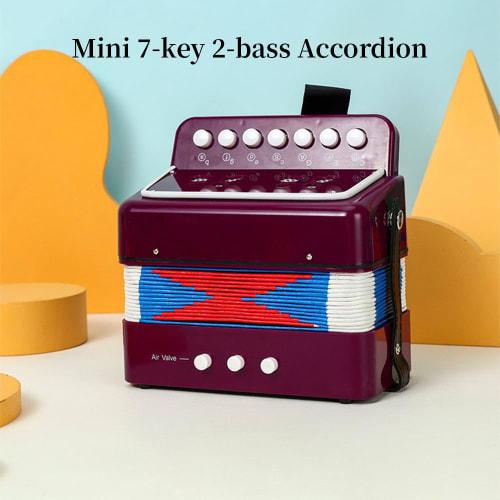 Summina Mini 7-Key 2-Bass Accordion ABS Material Musical Instrument Beginner Christmas Gift Lightweight Button Accordion Hand-Eye Coordination Stage P