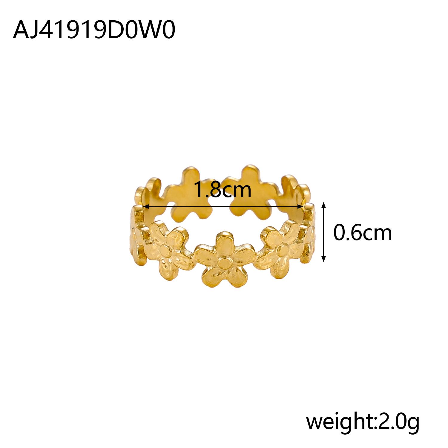 

CARLIDANA Trendy Geometric Stainless Steel Gold Plated Hollow Flower Finger V Shape Open Ring Set For Women Fashion Jewelry resizable