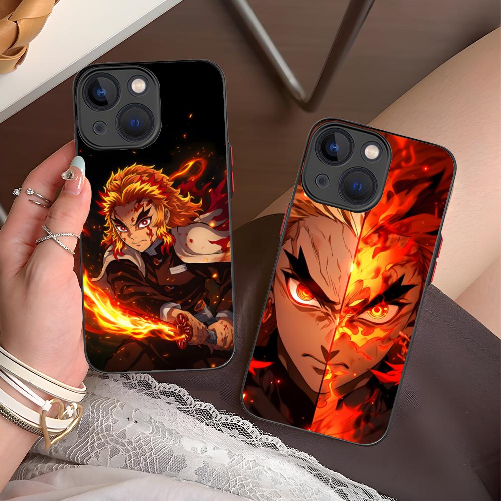 Demon Slayer Rengoku Phone Case for iPhone 16 15 14 13 12 11 X XR XS 8 7 Pro Max Plus Mini Colour Printing Silicone Cover Pretty