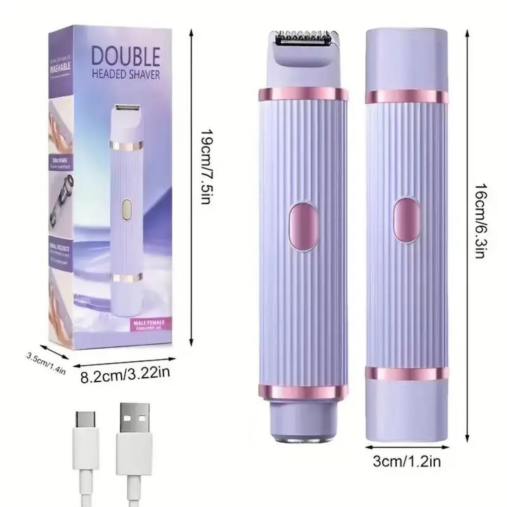 HOMZY Two In One Women's Electric Shaver - Suitable for Eyebrows, Face, Legs, and Armpits, Portable Wet and Dry Hair Remover