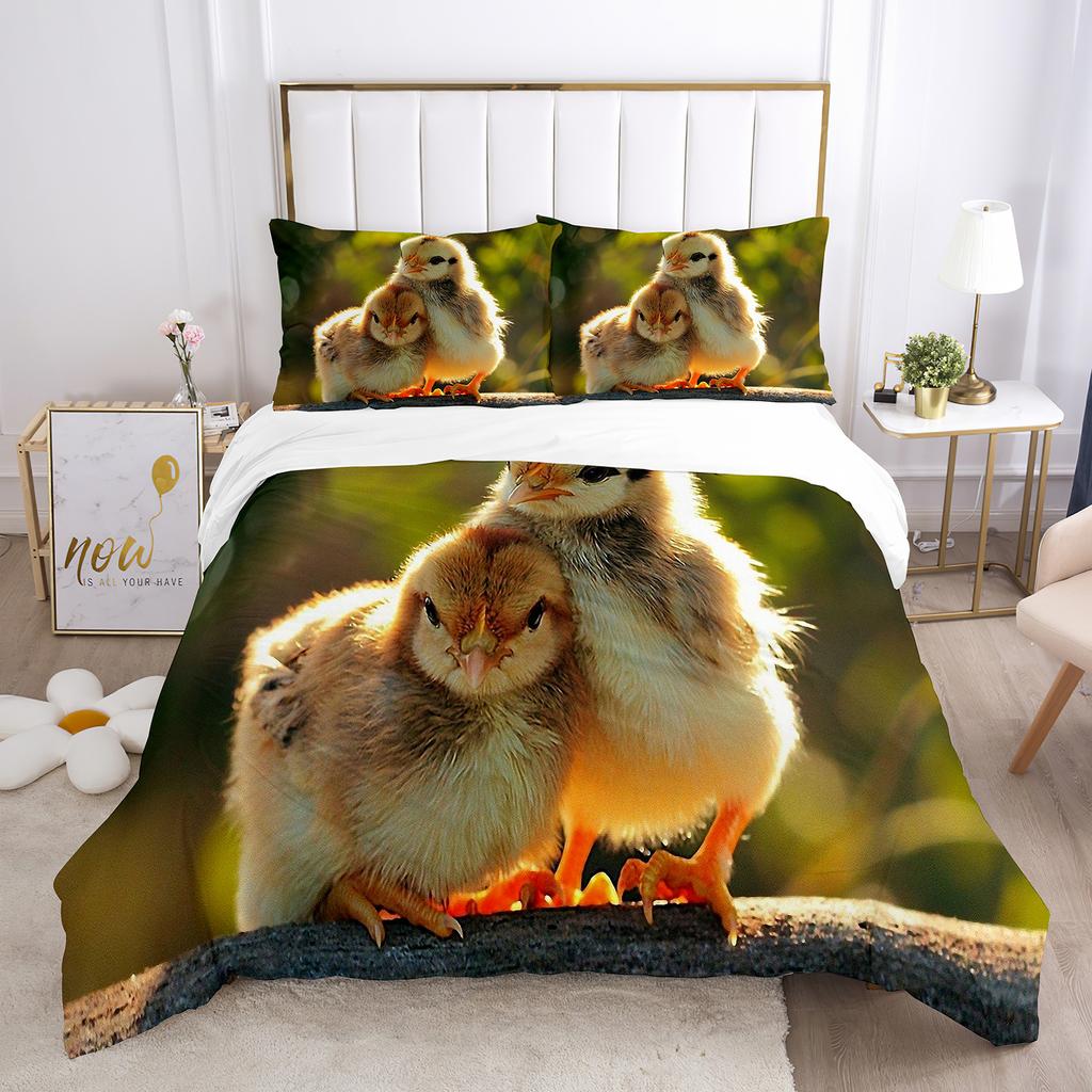 Chick Duvet Cover Set Farm Animals Quilt Cover Little Chicken Twin Bedding Set For Boys Girl Microfiber 2/3Pcs Comforter Cover