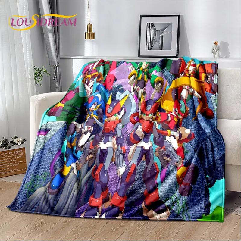 Rockman Megaman Game Cartoon Soft Plush Blanket,Flannel Blanket Throw Blanket for Living Room Bedroom Bed Sofa Picnic Cover Kids
