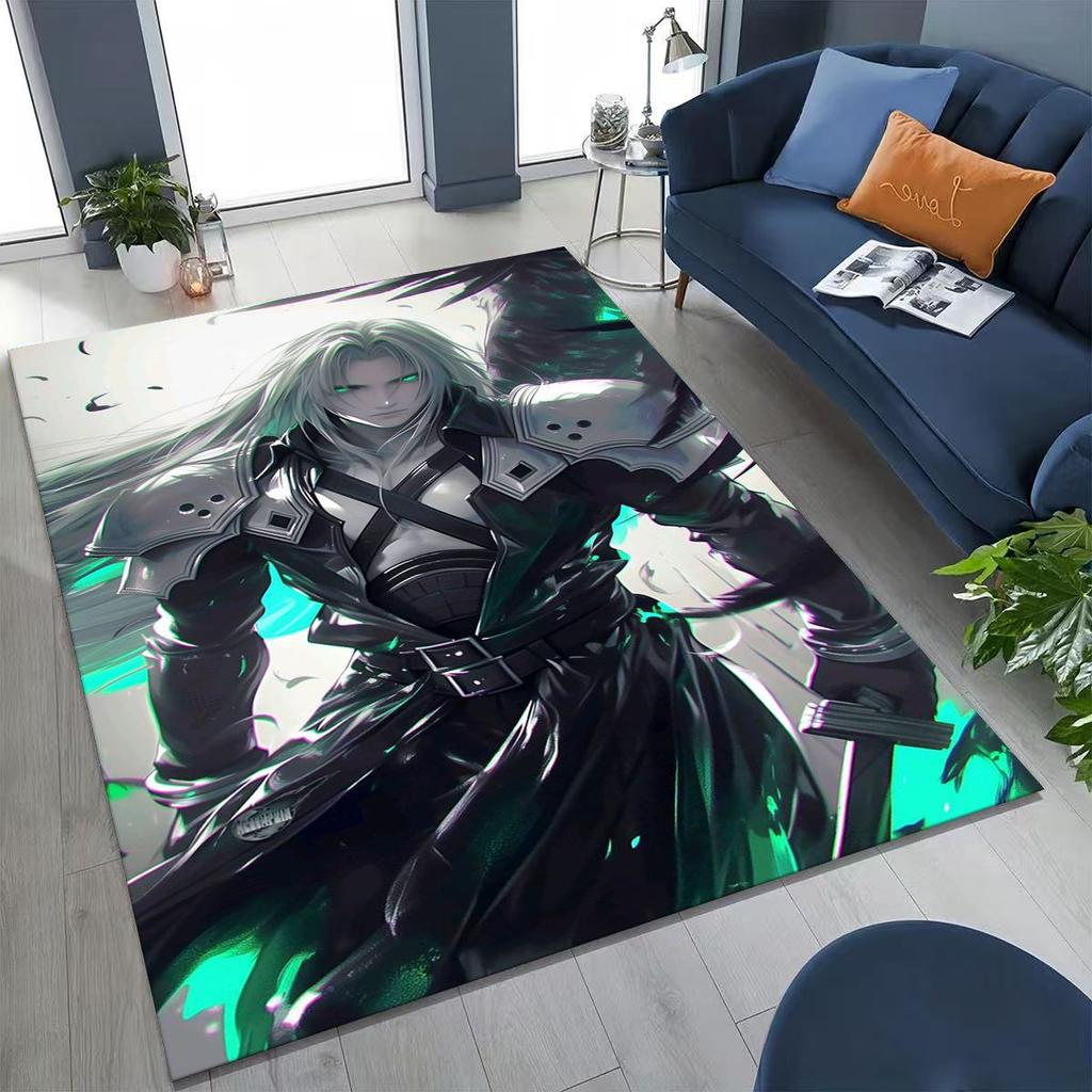 Cartoon Final Fantasy Sephiroth Cloud Tifa Game Rug for Bedroom Living Room Sofa Home Doormat Decor, Large Non-slip Floor Mat