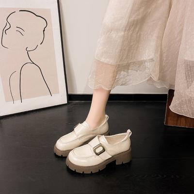 Soft Leather Thick Heel Platform Women's Style Small Leather Shoes College Fashion Single Shoes
