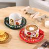Ceramic Christmas Coffee Cup and Saucer Gift Box Set Restaurant Home Mug Tea Cup Afternoon Tea Cup and Saucer