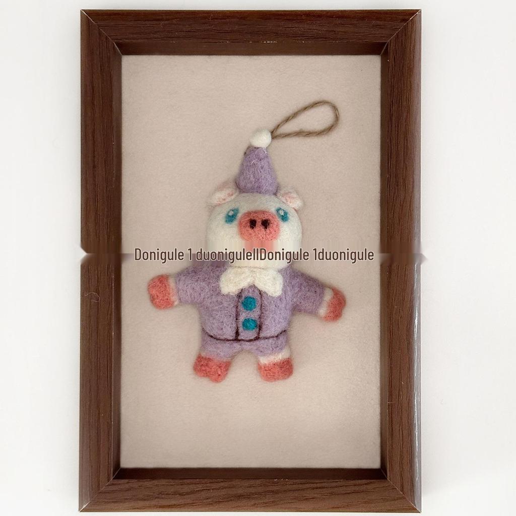 Handmade Wool Felt Cute Pig Ornament Keychain and Bag Charm