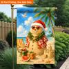 2D Flat, 2D Flat Printing Garden Flag 1pc, Summer Christmas Beach Scene Durable Single-Sided Print Yard Flag, Garden & Home Holiday Decoration, 29.97x
