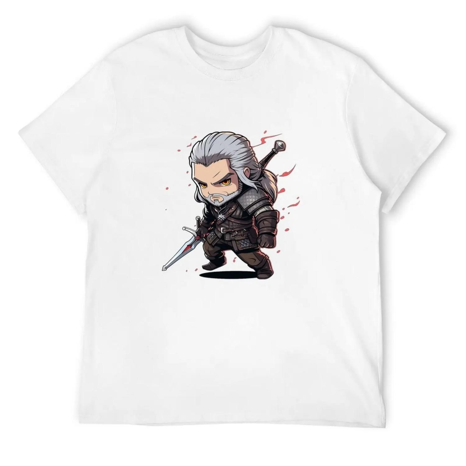 

чиби ведьмак Футболка оверсайз хлопок мужские футболки affliction shirts Смешные футболки мужская футболка S белый