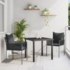 VidaXL 3-piece Garden Dining Set with Cushions In Black Poly Rattan 3379100