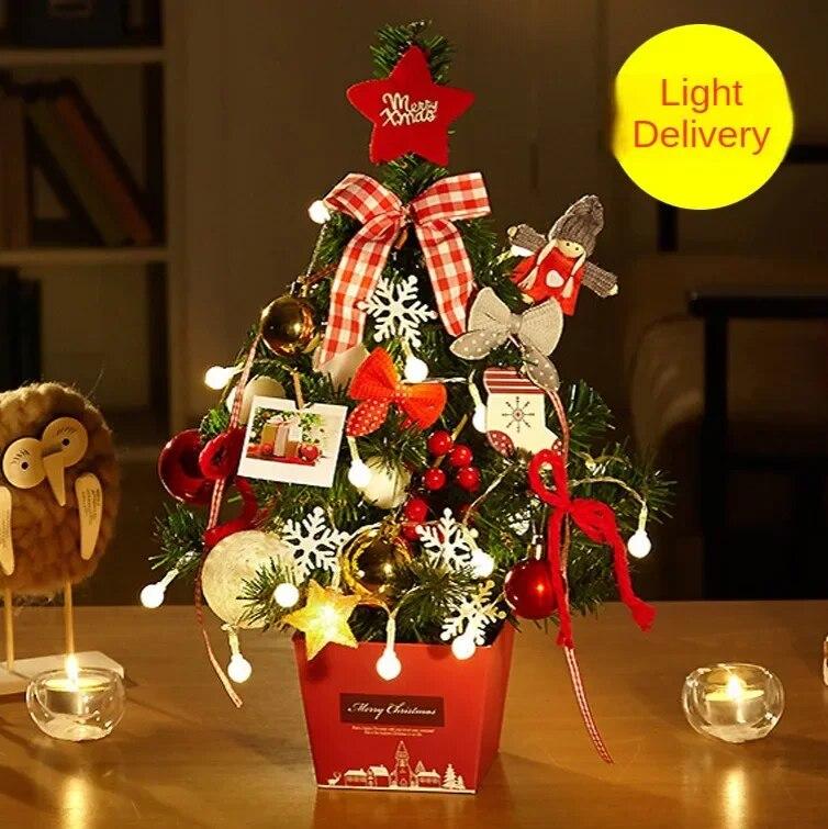 

Мини-рождественская елка 50 см с подсветкой, настольный комплект искусственной рождественской елки, Рождественские украшения для дома и офиса, оконные украшения 50cm Red 50cm