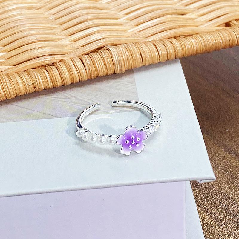 Spring Flowers Are Brilliant, Exquisite Multi-Colored Daisy Flowers, Pearl Rings, Light Luxury, High-End, Niche Design Rings